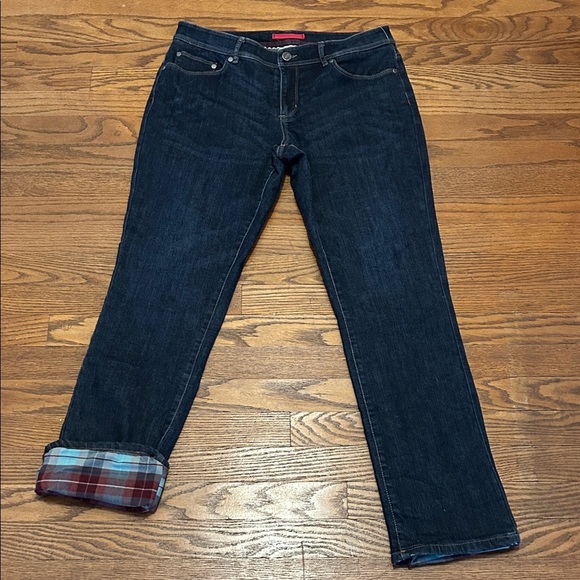 L.L. Bean Denim - LLBean Flannel Lined Classic Dark Blue Straight Leg Jeans Size 10